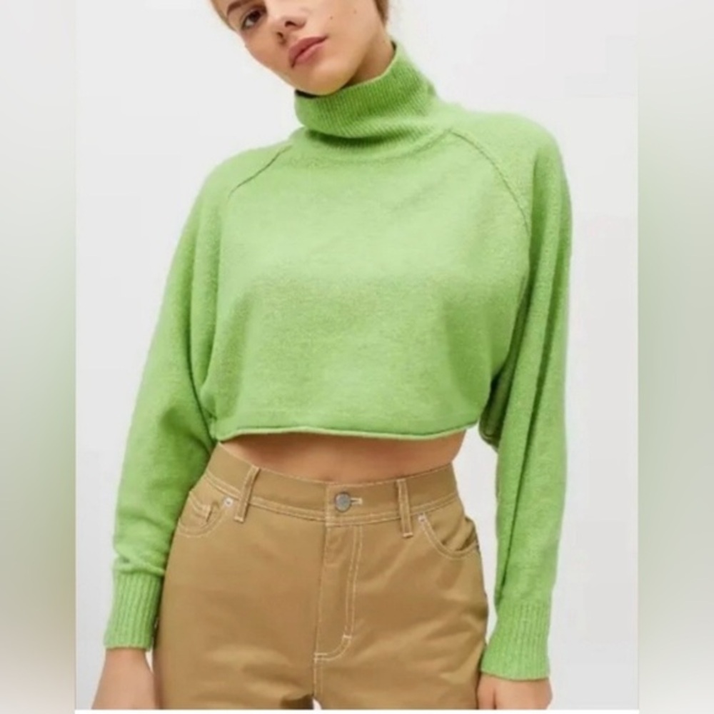 Urban Outfitters Lime Green Cropped Turtleneck